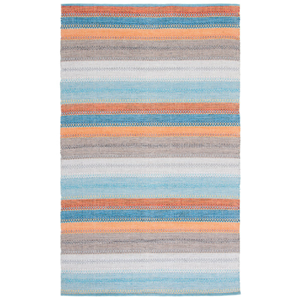 Langley Street Gulbranson Handmade Flatweave Cotton Gray/Blue/Orange